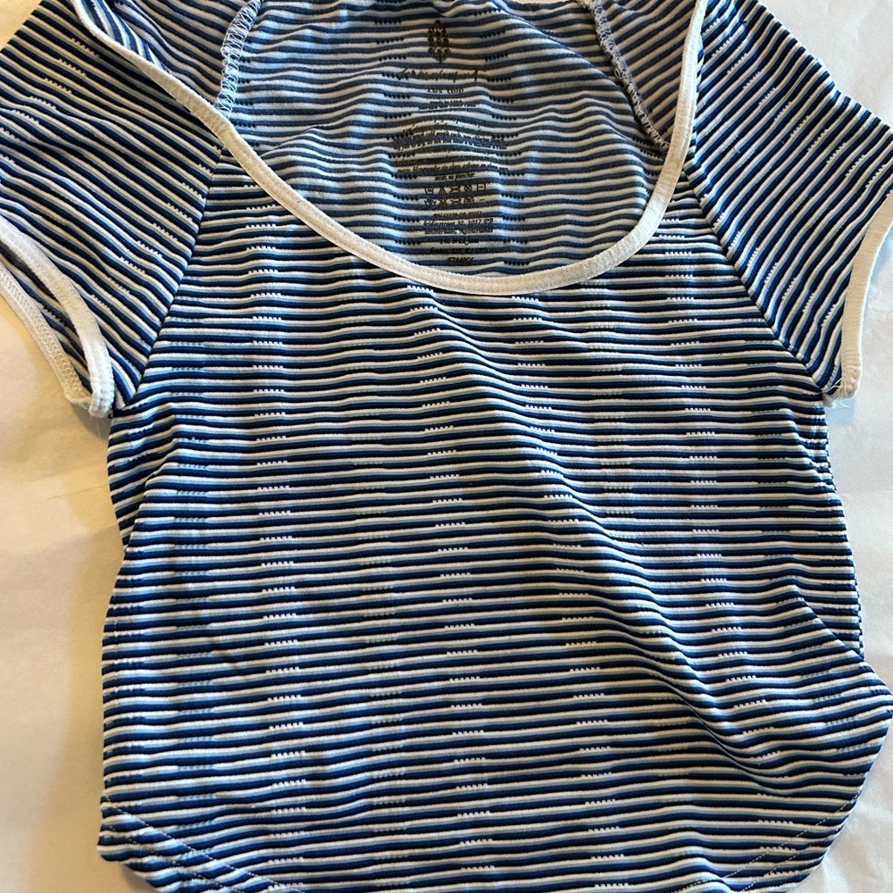 Free People Movement Blue and White Striped crop Top